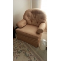 Cushioned Tan Chair w Padded Arms